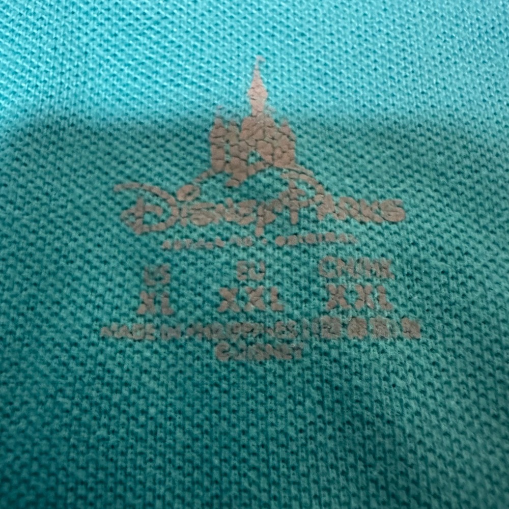 Disney Parks Mickey Mouse Embroidered Pique Polo Shirt Turquoise Blue Mens XL - Picture 4 of 7